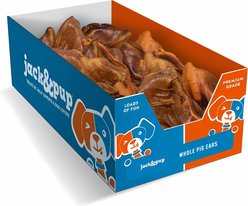 Jack & Pup All-Natural Whole Pigs Ear Dog Chew, 100 count