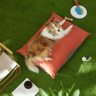 Show full view: Allisandro Reversible Outdoor Dog Bed with Removable Cover, Large, Grey/Red slide 2 of 6