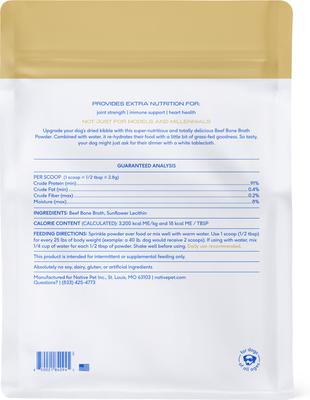 Show full view: Native Pet Beef Bone Broth Powder Grain-Free Dog Food Topper 19-oz tin slide 3 of 9