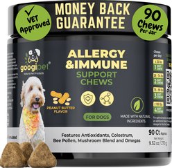 Googipet Allergy Relief Peanut Butter Flavored Chew Supplement for Dogs, 90 count