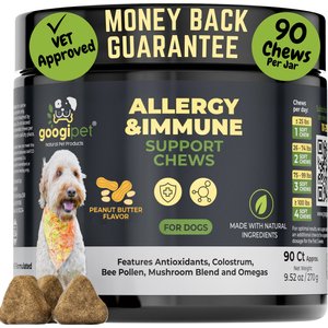 Googipet Allergy Relief Peanut Butter Flavored Chew Supplement for Dogs, 90 count