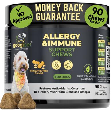 Show full view: Googipet Allergy Relief Peanut Butter Flavored Chew Supplement for Dogs, 90 count slide 1 of 9