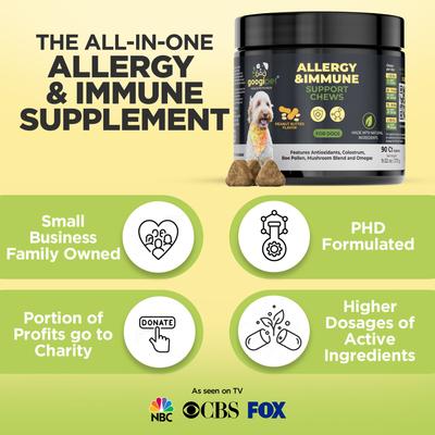 Show full view: Googipet Allergy Relief Peanut Butter Flavored Chew Supplement for Dogs, 90 count slide 6 of 9