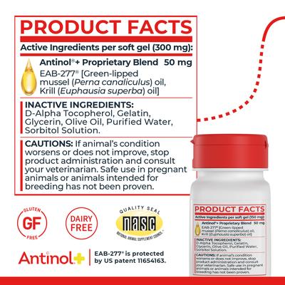 Show full view: Antinol Plus Softgels Joint Supplement for Cats, 30 count slide 7 of 8