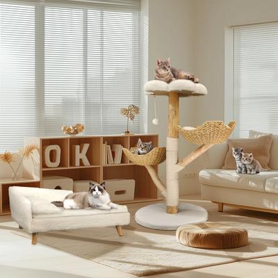 Show full view: Wisfor 44-in Modern Cotton Cat Tree, Beige slide 5 of 11
