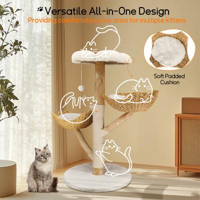 Show full view: Wisfor 44-in Modern Cotton Cat Tree, Beige slide 6 of 11