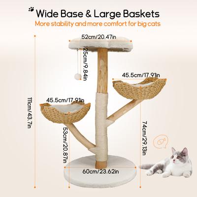 Show full view: Wisfor 44-in Modern Cotton Cat Tree, Beige slide 2 of 11