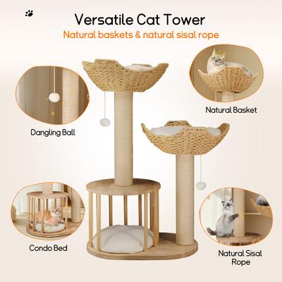 Show full view: Wisfor 39-in Modern Cotton Cat Tree, Beige slide 5 of 10