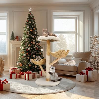 Show full view: Wisfor 44-in Modern Cotton Cat Tree, Beige slide 3 of 11