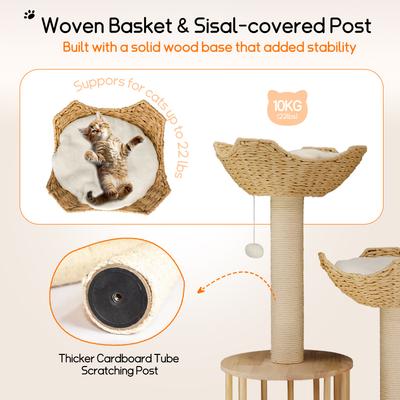 Show full view: Wisfor 39-in Modern Cotton Cat Tree, Beige slide 6 of 10