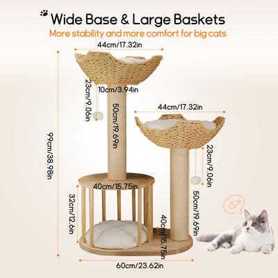 Show full view: Wisfor 39-in Modern Cotton Cat Tree, Beige slide 7 of 10