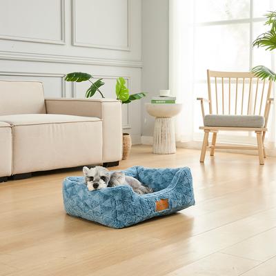 Show full view: JESSICA SIMPSON Luxurious Ultra Plush Calming Cuddler Dog & Cat Bed with Removable Cover, Blue slide 4 of 4