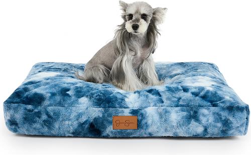 Show full view: JESSICA SIMPSON Tye-Dye Ultra Soft Pillow Dog & Cat Bed with Removable Cover, Light Blue slide 3 of 6