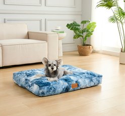 JESSICA SIMPSON Tye-Dye Ultra Soft Pillow Dog & Cat Bed with Removable Cover, Light Blue