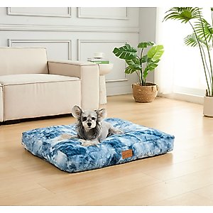 JESSICA SIMPSON Tye-Dye Ultra Soft Pillow Dog & Cat Bed with Removable Cover, Light Blue