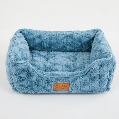 Show full view: JESSICA SIMPSON Luxurious Ultra Plush Calming Cuddler Dog & Cat Bed with Removable Cover, Blue slide 2 of 4