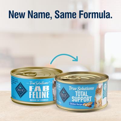 Show full view: Blue Buffalo True Solutions Fab Feline Indoor Formula Chicken Wet Cat Food, 3-oz can, case of 24 slide 3 of 12