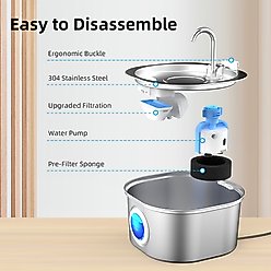 Casfuy PWS-155 Multi-Layer Filtration Quiet Stainless Steel Dog & Cat Water Fountain, 108-oz slide 2 of 7