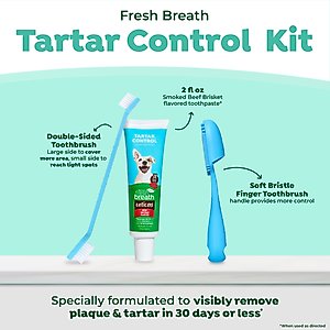 TropiClean Fresh Breath Enticers Smoked Beef Brisket Flavored Dog Dental Kit, 2-oz tube