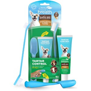 TropiClean Fresh Breath Enticers Peanut Butter & Honey Flavored Dog Dental Kit, 2-oz tube