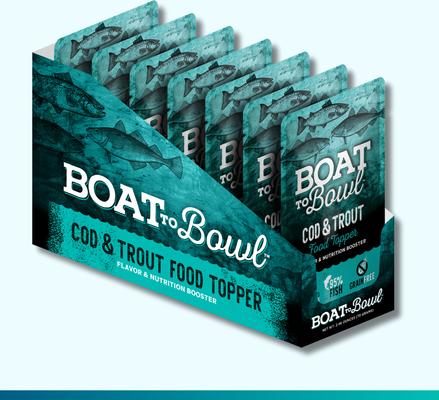 Show full view: Boat to Bowl Pet Food Cod & Trout Pate Dog & Cat Food Topper, 2.46-oz pouch, case of 6 slide 3 of 11