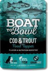 Boat to Bowl Pet Food Cod & Trout Pate Dog & Cat Food Topper, 2.46-oz pouch, case of 6
