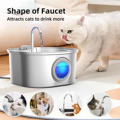 Show full view: Casfuy PWS-155 Multi-Layer Filtration Quiet Stainless Steel Dog & Cat Water Fountain, 108-oz slide 7 of 8