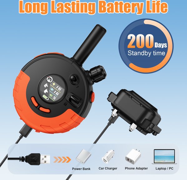 Bousnic 4000-ft Rechargeable Ergonomic Remote Dog Shock Collar with LED Light, Orange
