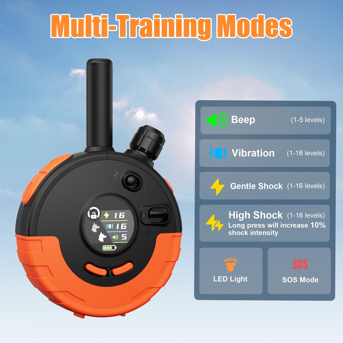 BOUSNIC 4000-ft Rechargeable Ergonomic Remote Dog Shock Collar with LED ...