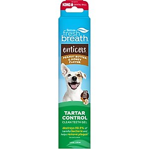 TropiClean Fresh Breath Enticers Peanut Butter & Honey Flavored Dog Dental Gel, 2-oz tube