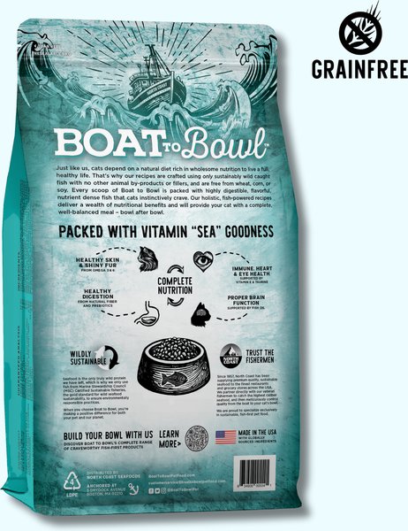 Boat to Bowl Pet Food Wild Cod & Haddock Recipe Dry Cat Food, 3.5-lb bag