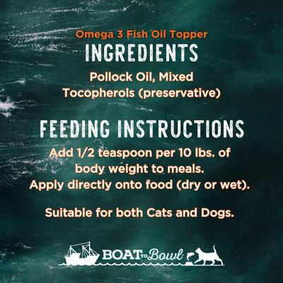 Show full view: Boat to Bowl Pet Food Wild Alaska Omega-3 Fish Oil Liquid Supplement for Dogs & Cats, 4-fl oz bottle slide 8 of 10