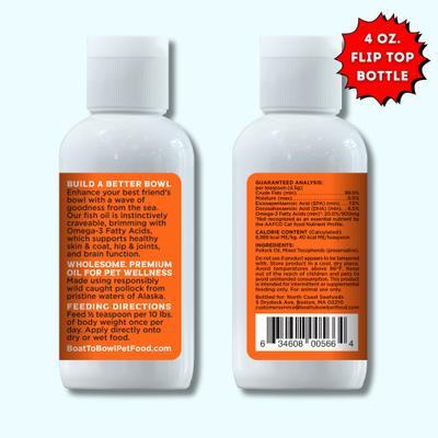 Show full view: Boat to Bowl Pet Food Wild Alaska Omega-3 Fish Oil Liquid Supplement for Dogs & Cats, 4-fl oz bottle slide 3 of 10