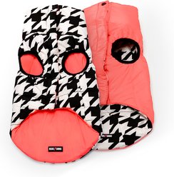 Rebel Dawg Reversible Dog Puffer Coat, Houndstooth / Pink, Small slide 2 of 5