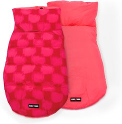 Rebel Dawg Reversible Dog Puffer Coat, Red Check / Pink, Small