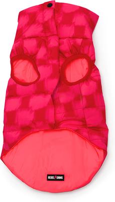 Show full view: Rebel Dawg Reversible Dog Puffer Coat, Red Check / Pink, Small slide 3 of 6