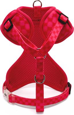 Show full view: Rebel Dawg The City Collection Dog Harness, Red/Pink Checkered, Medium slide 5 of 6