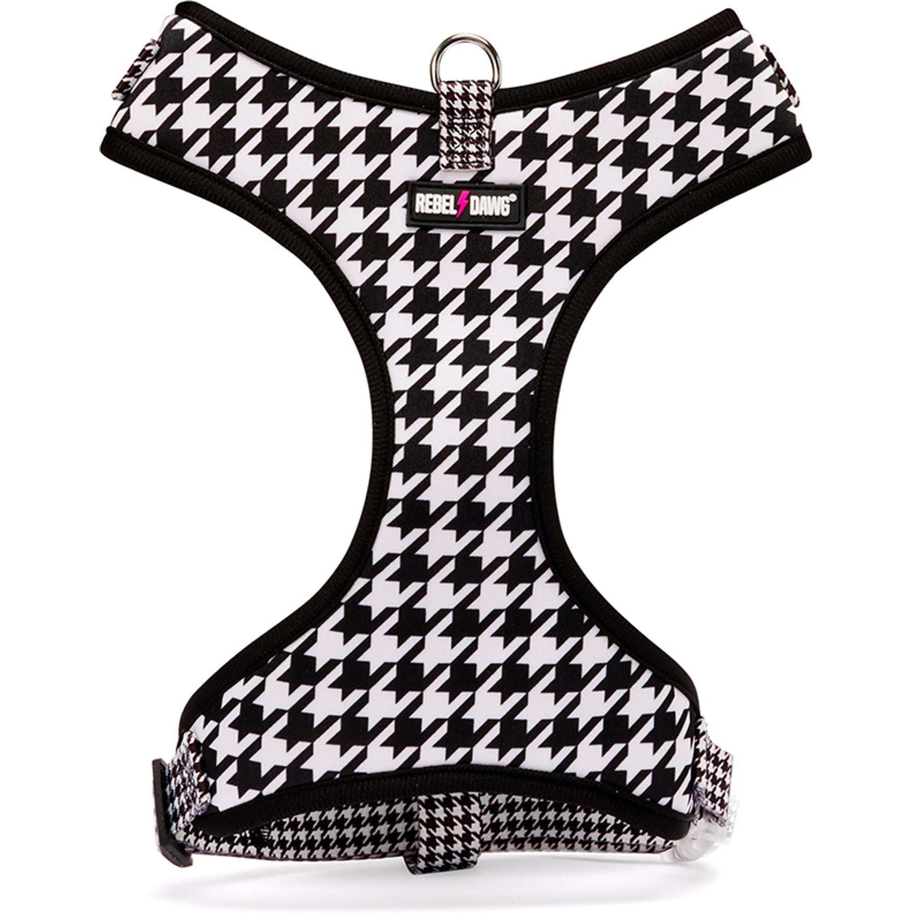Rebel Dawg The City Collection Dog Harness, Black/White Houndstooth, Small