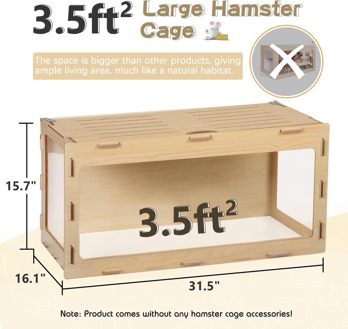Coziwow Acrylic Window Hamster Cage & Gerbil Habitat, 31.5-in