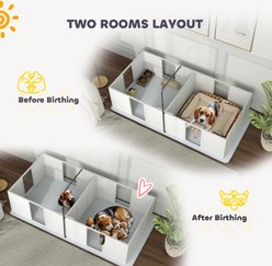Zeus & Ruta Small & Medium Breed Dog Whelping Box, Grey, 51.2 x 51.2 x 18.9-in slide 2 of 7