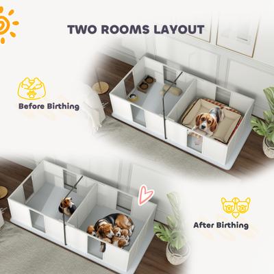 Show full view: Zeus & Ruta Small & Medium Breed Dog Whelping Box, Grey, 51.2 x 51.2 x 18.9-in slide 7 of 7