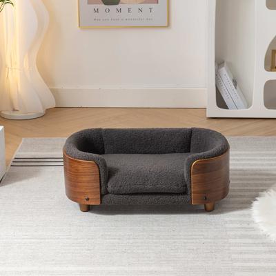 Show full view: Zeus & Ruta Bulldog Dog Bed, Grey/Walnut, 26.38 x 15.75 x 10.24-in slide 7 of 7