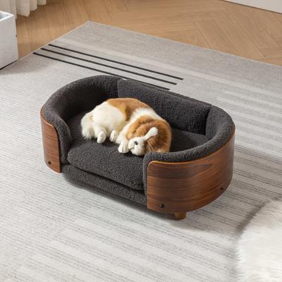 Show full view: Zeus & Ruta Bulldog Dog Bed, Grey/Walnut, 26.38 x 15.75 x 10.24-in slide 6 of 7