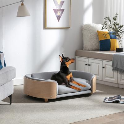 Show full view: Zeus & Ruta Bulldog Dog Bed, Light Grey/Natural, 38.58 x 26.77 x 10.63-in slide 7 of 7