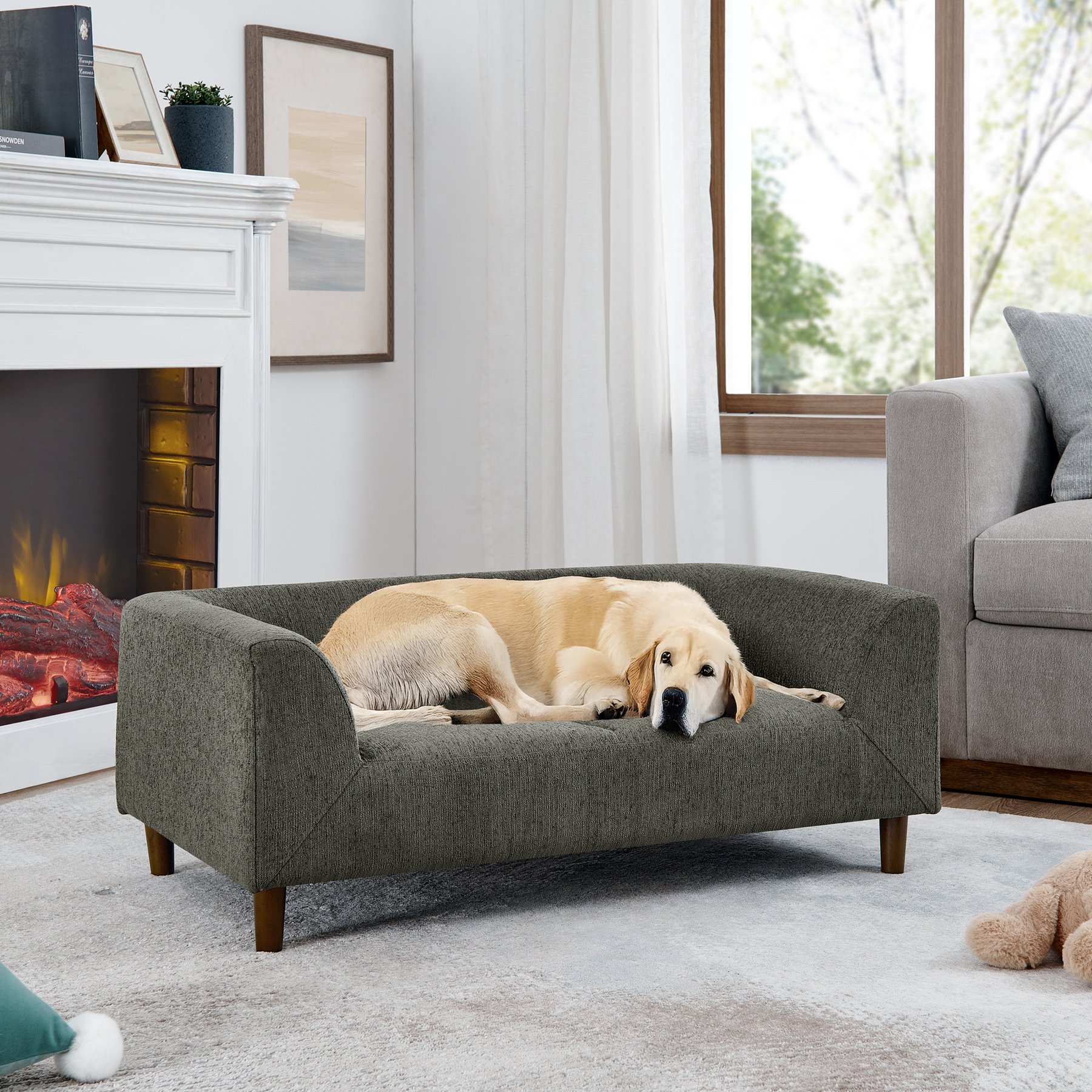 Zeus & Ruta Sofa Dog Bed, 39.75 x 22.5 x 14.5-in, White