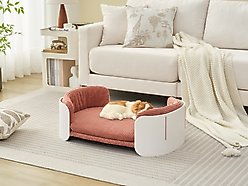 Zeus & Ruta Huskey Dog Bed, Pink/White, 33.66 x 20.08 x 10.24-in