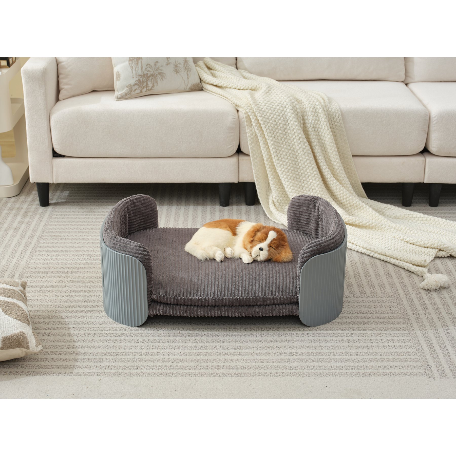 Zeus & Ruta Huskey Dog Bed, Grey/Grey, 33.66 x 20.08 x 10.24-in