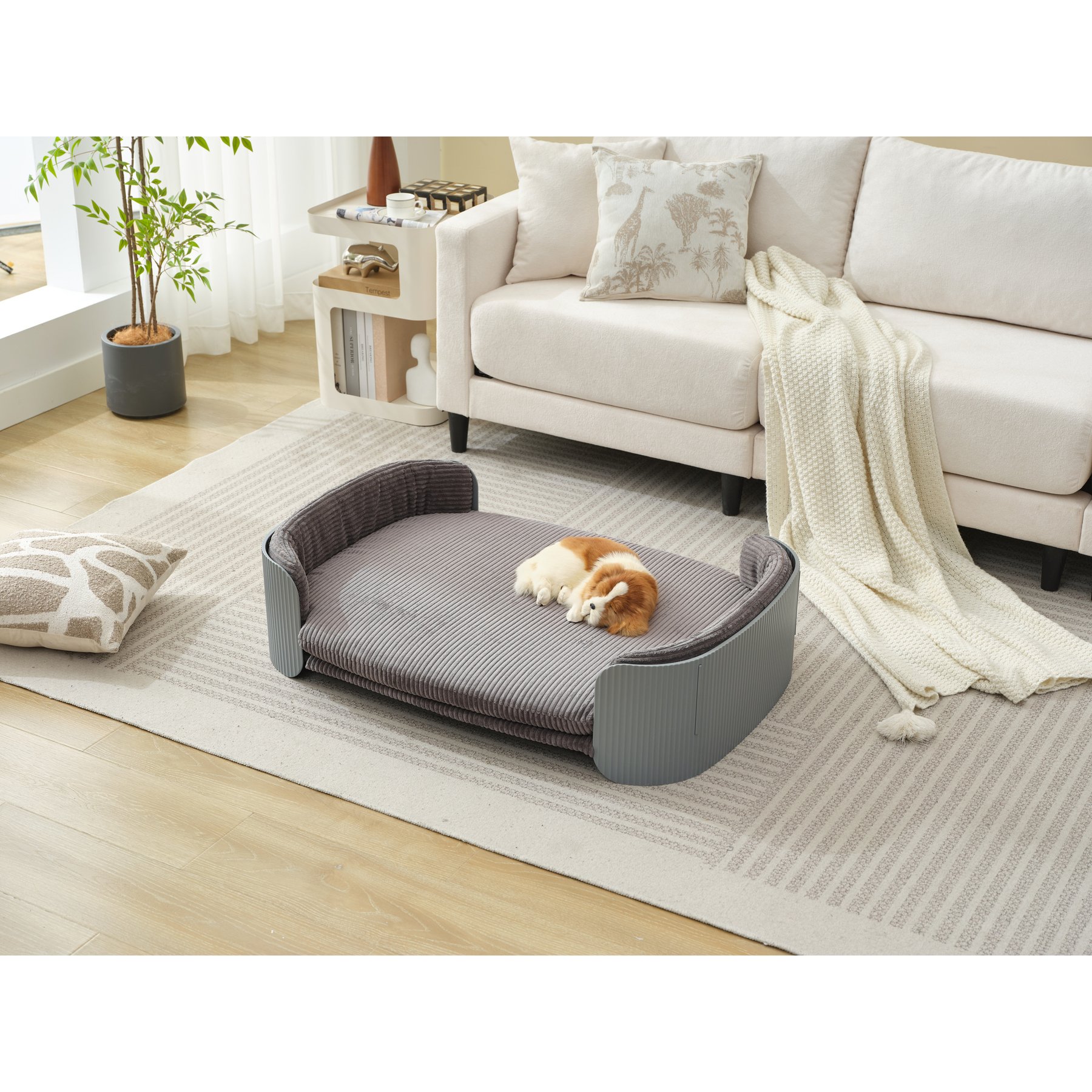 Zeus & Ruta Huskey Dog Bed, Grey/Grey, 40.55 x 28.74 x 10.24-in