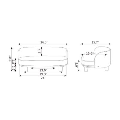 Show full view: Zeus & Ruta Elevated Dog Sofa Bed, Light Gray, 26.77 x 15.75 x 11.02-in slide 6 of 6