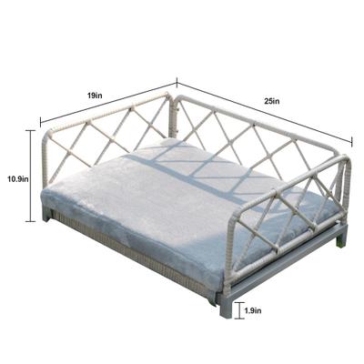 Show full view: Zeus & Ruta Rattan Sofa Dog Bed, 25 x 19 x 13-in, Grey/White slide 3 of 8